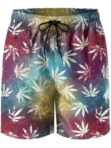 Board Shorts Men Grunge Cannabis Cure Hemp Leaves Shorts Printed Quick Dry Workout Swimming Trunks - Cannabis Charm Grunge - ...