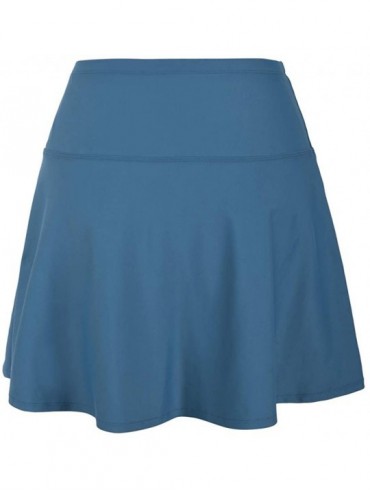 Tankinis Women's High Waisted Swim Bottom Athletic Swimsuits Tankini Skirt with Panty - Aquamarine Blue - CL18Z2R5K4R $21.78