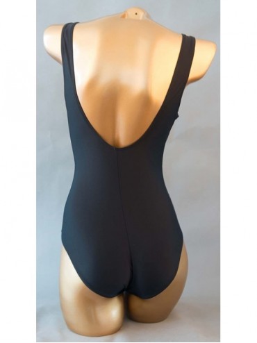 Racing Women's Splice Pure Color Scoop Back One Piece Swimwear Bathing Suit - B-black - CD18DISQHYK $30.81