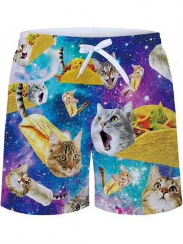 Trunks Men's Swim Trunks Quick Dry Waterproof Bathing Suits Beach Short with Mesh Lining - Tacos Cat - CN18TD6558L $34.37