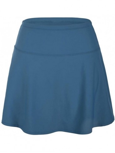 Tankinis Women's High Waisted Swim Bottom Athletic Swimsuits Tankini Skirt with Panty - Aquamarine Blue - CL18Z2R5K4R $21.78