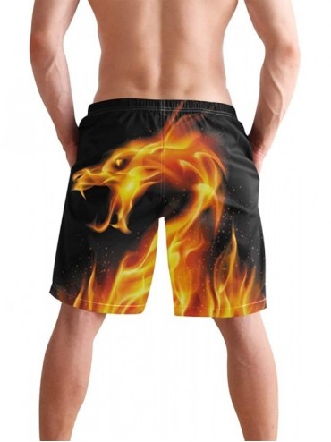 Board Shorts Men's Swim Trunks Vintage Peacock Art Quick Dry Beach Board Shorts with Pockets - Abstract Fiery Dragon - CF18QN...