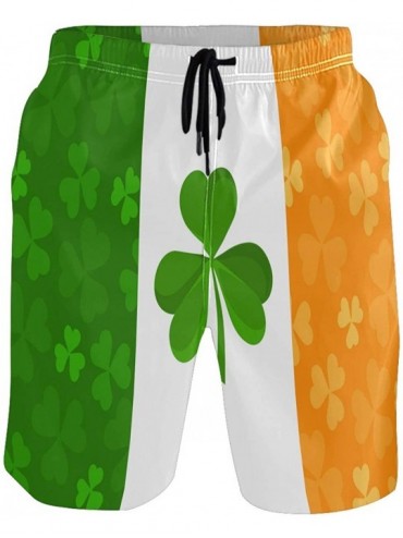 Racing St Patrick's Day Irish Flag Shamrock Clover Men's Swim Trunks Quick Dry Shorts with Pockets - C11982M5XZO $41.73