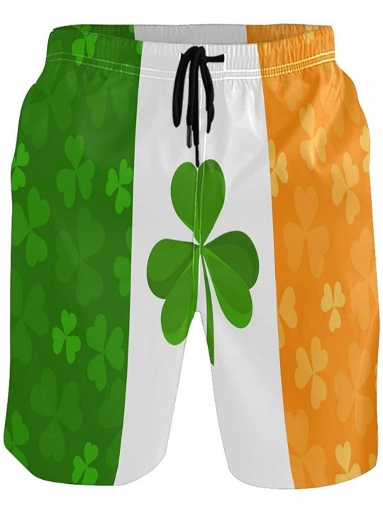 Racing St Patrick's Day Irish Flag Shamrock Clover Men's Swim Trunks Quick Dry Shorts with Pockets - C11982M5XZO $27.46