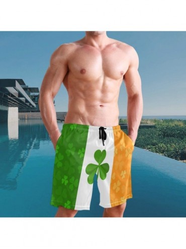 Racing St Patrick's Day Irish Flag Shamrock Clover Men's Swim Trunks Quick Dry Shorts with Pockets - C11982M5XZO $27.46