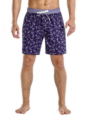 Board Shorts Men's Swim Trunks Classical Volley Board Shorts Colorful Pattern with Mesh Lining - Purple-315 - C61947G4NQ2 $35.29