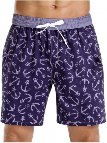 Board Shorts Men's Swim Trunks Classical Volley Board Shorts Colorful Pattern with Mesh Lining - Purple-315 - C61947G4NQ2 $14.78