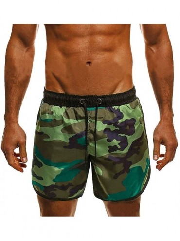 Board Shorts Men's Basic Long Swimming Trunk Camo Surf Shorts Quick Dry Board Shorts Swim Suit - Green - CH18QN4ZE2X $32.24