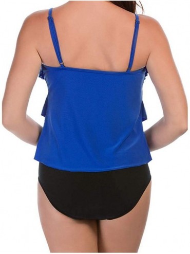 Sets Women Dot Tank Top With Boyshorts Tankini Set Bathing Suits - 2 Blue - CU194IXQ5SX $27.98