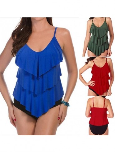 Sets Women Dot Tank Top With Boyshorts Tankini Set Bathing Suits - 2 Blue - CU194IXQ5SX $27.98