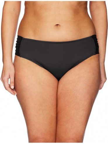 Tankinis Women's Plus Size Color Splash Hipster Bikini Bottom - Black - C71868ZLSKS $80.76