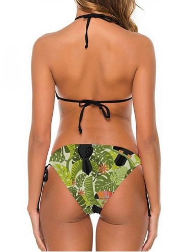 Sets Women's Stylish Sexy Bikini Set Two Piece Halter Summer Beach Swimsuits - Rainforest Animals Tropical Toucan Bird - CH19...