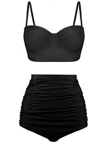 Sets Women's Bikinis Sets Push-Up Padded Bra High Waist Swimwear Swimsuit Beachewear - Black - C718GEW7LTY $23.93