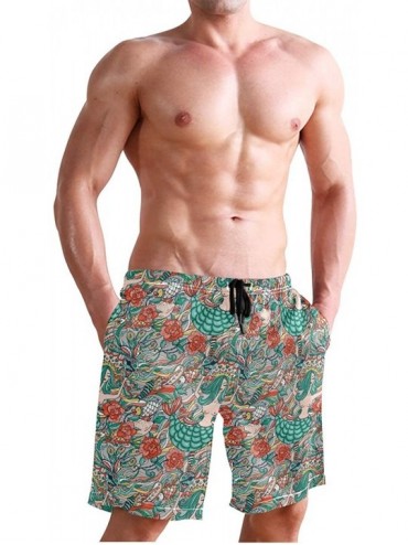 Board Shorts Men's Quick Dry Swim Trunks with Pockets Beach Board Shorts Bathing Suits - Beautiful Mermaid Abstract Waves and...