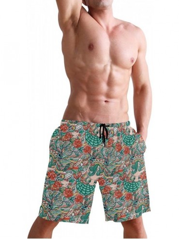 Board Shorts Men's Quick Dry Swim Trunks with Pockets Beach Board Shorts Bathing Suits - Beautiful Mermaid Abstract Waves and...