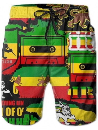 Board Shorts Men Boys Beach Board Shorts Adjustable Drawstring Quick Dry Bathing Suit - Rastafarian Reggae Rasta Camo Camoufl...