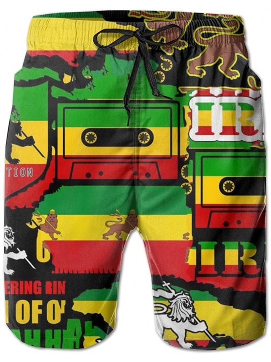 Board Shorts Men Boys Beach Board Shorts Adjustable Drawstring Quick Dry Bathing Suit - Rastafarian Reggae Rasta Camo Camoufl...