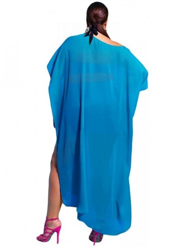 Cover-Ups Leader Sea Blue Draped Plus Size Cover-up - Blue - CS17YEO0QUY $22.01