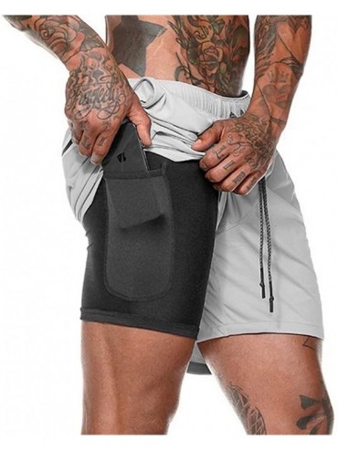 Racing Men Workout Gym Running Shorts Training with Inner Compression Quick Dry - Grey-b - CN199OI2UST $14.35