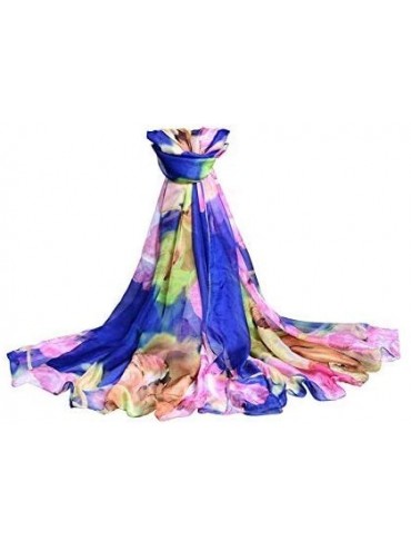 Cover-Ups Womens Floral Beach Cover Up Sexy Swimsuit Sarong Wrap Shawl - Sapphire - CR182X9W6RW $19.36