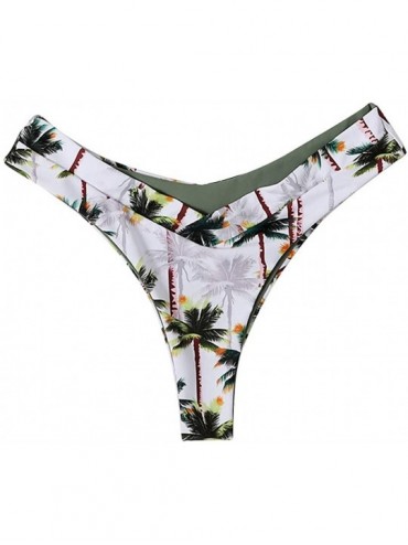 Tankinis Women Brazilian Cheeky Bikini Bottom Side Tie Knot Thong Bathing Swimsuit Beach Solid G-String - J-green - C018X83DD...