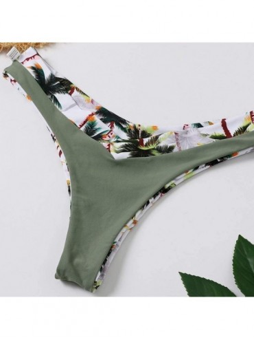Tankinis Women Brazilian Cheeky Bikini Bottom Side Tie Knot Thong Bathing Swimsuit Beach Solid G-String - J-green - C018X83DD...