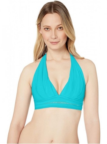 Sets Athena Women's Molded Cup Halter Swimsuit Bikini Top - Solid Blue - CP18YAS853Q $46.98