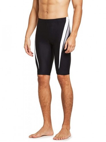 Racing Men's Athletic Durable Training Polyester Jammer Swimsuit - Black/Gray/White - C918A46A6YT $23.96