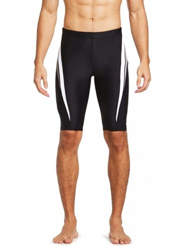 Racing Men's Athletic Durable Training Polyester Jammer Swimsuit - Black/Gray/White - C918A46A6YT $23.96
