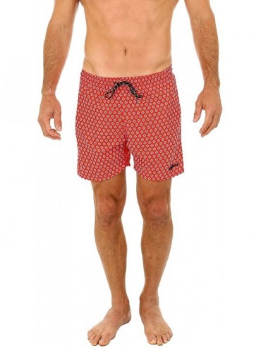 Trunks Men's Malibu Quick Dry Printed Short Swim Trunks - Red - CS11VXWXUMV $15.64
