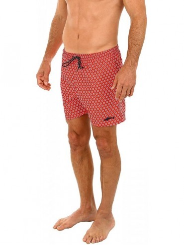 Trunks Men's Malibu Quick Dry Printed Short Swim Trunks - Red - CS11VXWXUMV $15.64