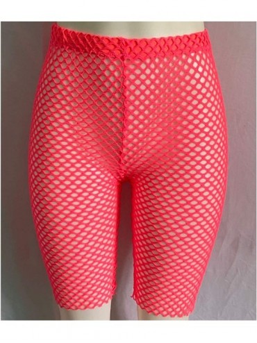 Tankinis Women Sexy Perspective Mesh Sheer Swim Shorts Pants Bikini Bottom Cover up - F Pink - C3199AS7Q2X $11.93