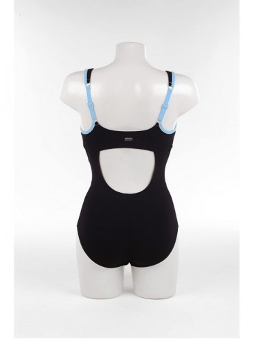 One-Pieces Women's Makimurax Low Strap Back C-Cup One Piece Swimsuit - Black (Black/Turquoise) - CA1183EUHN7 $20.43