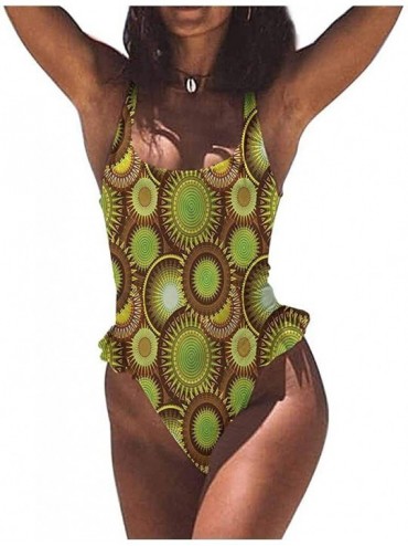 Bottoms Bikini Circle- Abstract Kiwi Design Zigzag Comfortable- Cute and Sexy - Multi 01-one-piece Swimsuit - CY19E79GUTU $58.89