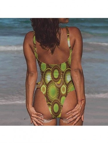 Bottoms Bikini Circle- Abstract Kiwi Design Zigzag Comfortable- Cute and Sexy - Multi 01-one-piece Swimsuit - CY19E79GUTU $25.01