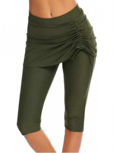 Tankinis Women Capri Swim Pants Skirted Swim Tights UV Board Shorts Rash Guard Swimsuit Leggings - Army Green - CX19COWXNK9 $...