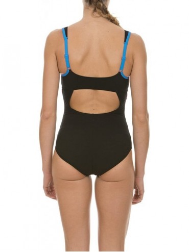 One-Pieces Women's Makimurax Low Strap Back C-Cup One Piece Swimsuit - Black (Black/Turquoise) - CA1183EUHN7 $20.43