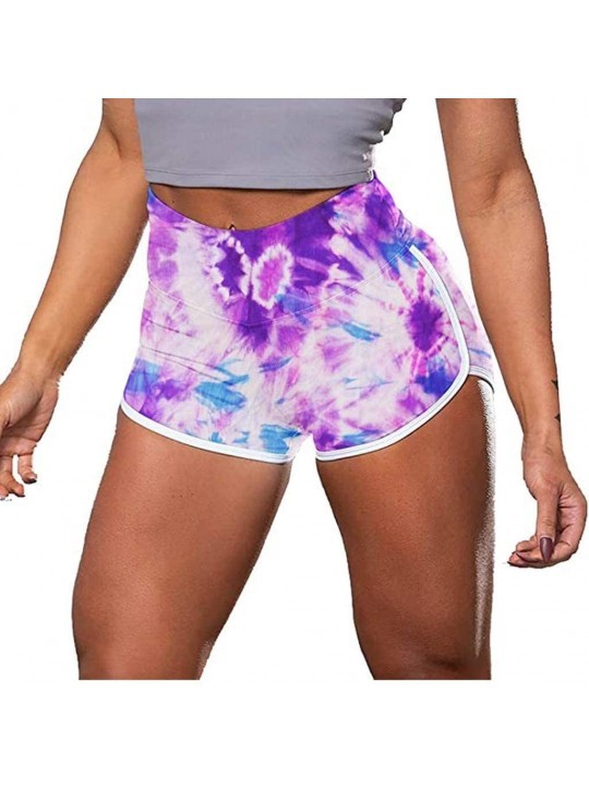 Sets Women's Workout Shorts Scrunch Booty Gym Yoga Pants Waist Sports Leggings - Purple - CW198UO34WA $17.73