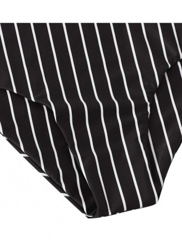 Sets Women's Bathing Suits Striped Criss Cross Bikini Set High Waisted Swimsuits - Black - CA192DZYKX3 $26.28