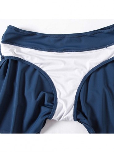 Tankinis Women's Swim Skirt High Waisted Flounce Swimming Skort Bikini Bottom Tankini Swimsuit - Blue - CR18TQT37EZ $15.66