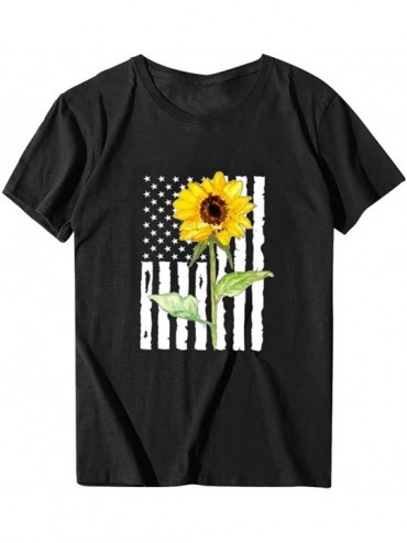 One-Pieces Women's Cute Summer Sunflower T Shirts Vintage Funny Short Sleeve Graphic Cotton Tees Tops - Black - C01974AS69E $...