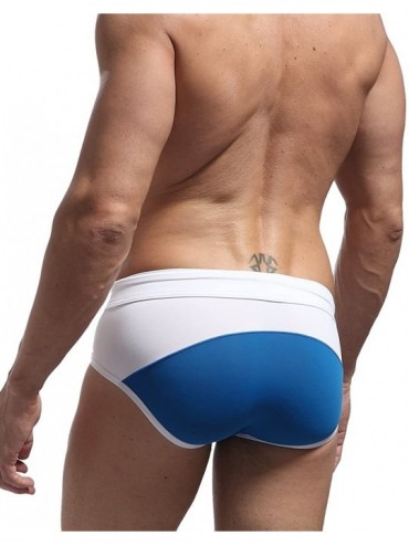 Trunks Men's Sexy Color Matching Beach Swimwear Sport Shorts Swim Briefs B1135 - Blue - CN12GACV1B9 $15.76