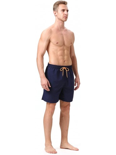 Board Shorts Mens Swim Trunks Quick Dry Beach Shorts Mesh Lining Board Shorts Swimwear Bathing Suits with Pockets - Navy 1 - ...