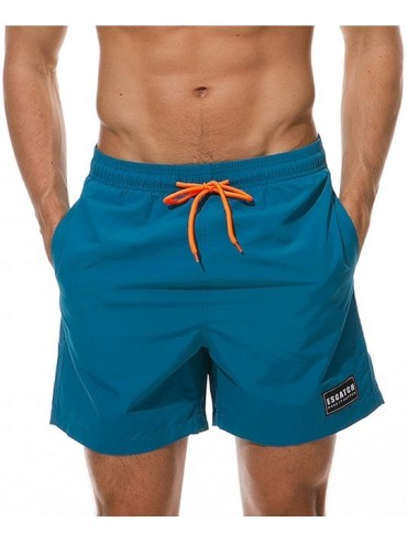 Board Shorts Men's Swim Trunks Quick Dry Beach Shorts Bathing Suit with Swimwear Mesh Lining - A-blue - C6180QA6722 $15.32