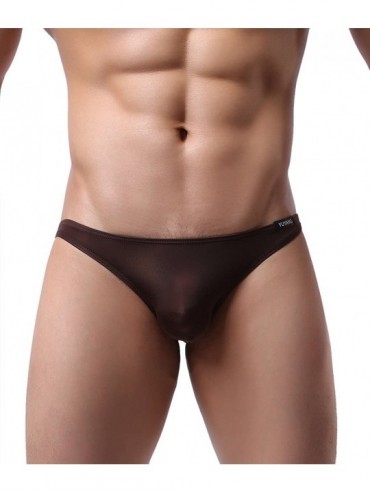 Briefs Super Soft Ice Silk Swim Briefs Men's Low-Rise Bikini Underwear 9023 - Coffee - CH12IRHVK2L $10.37