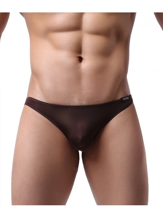 Briefs Super Soft Ice Silk Swim Briefs Men's Low-Rise Bikini Underwear 9023 - Coffee - CH12IRHVK2L $10.37