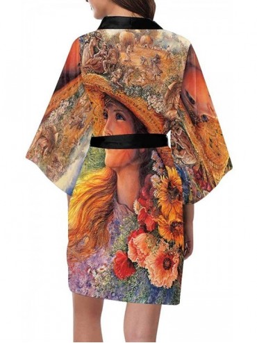 Cover-Ups Custom Beautiful Peacock Florals Women Kimono Robes Beach Cover Up for Parties Wedding (XS-2XL) - Multi 4 - CN194S4...