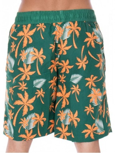 Board Shorts Men's Mark Tropical Print Elastic Waistband Swim Trunks- Green Orange- M - CC17AZIROGA $18.67
