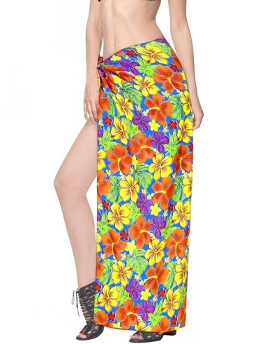 Cover-Ups Women's Hawaii Sarongs for Women Plus Size Beach Wrap Skirt Full Long - Summer Orange_x1044 - C218LYOGDSW $27.49