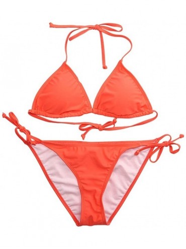 Sets Sexy Bikini Swimsuit for Women Push Up Two Piece Bikini Set Swimwear Beachsuits - Orange - CD18SMXL804 $32.96